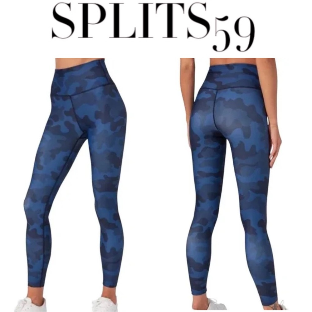 NWT Splits59 Ava High Waist Techflex 7/8 Leggings in Blue Camo Size XS
